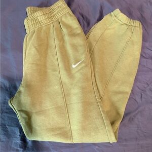 Nike Olive Green Fleece Joggers with White Swoosh